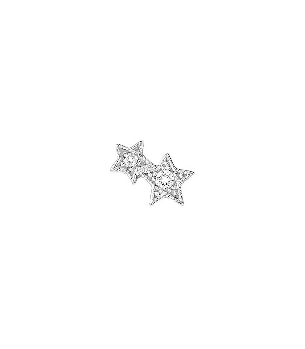 Boucle d'oreille Stardust or blanc et diamants Stone Paris