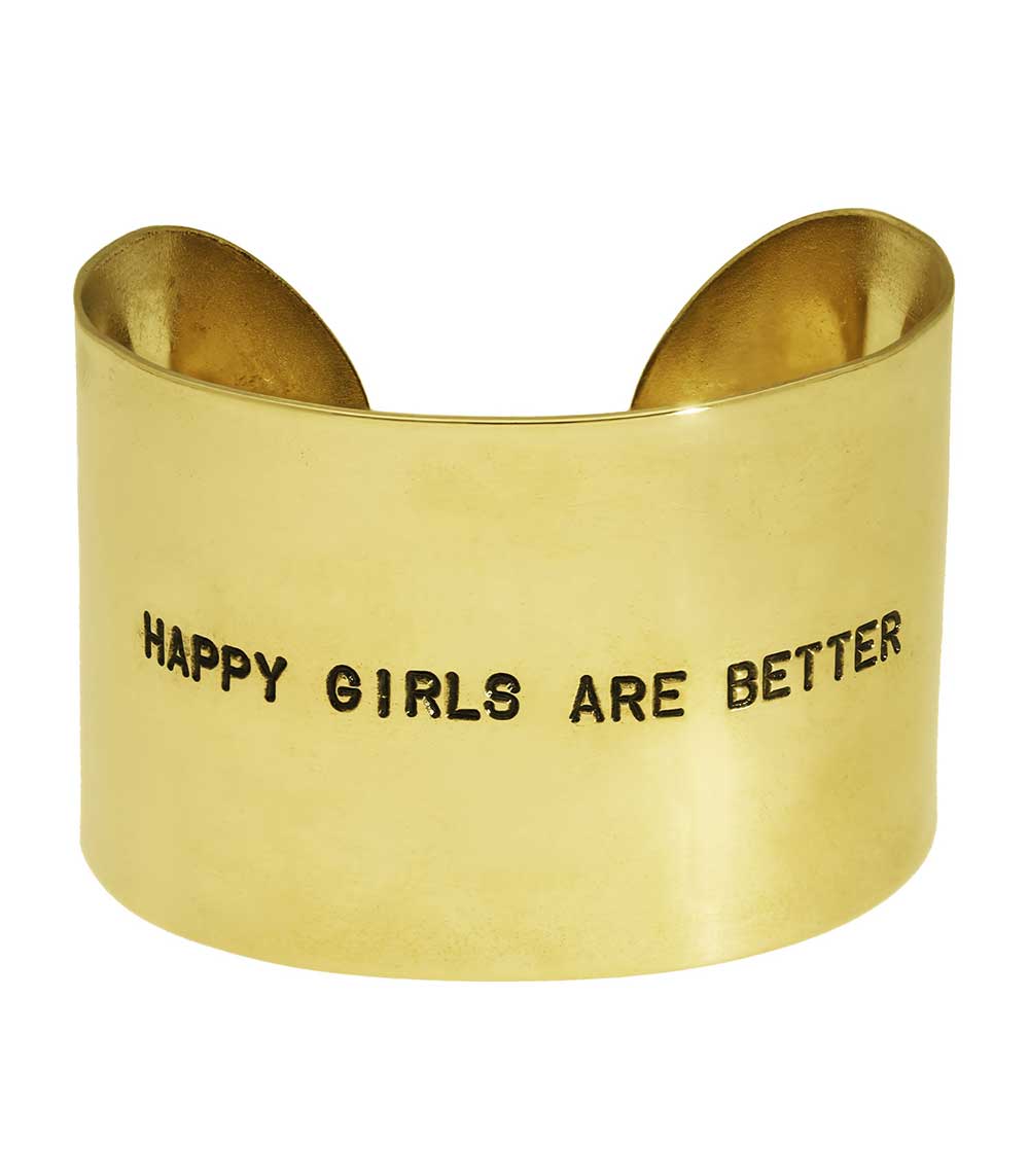 Manchette en laiton gravée Happy Girls Are Better Atelier 7|12