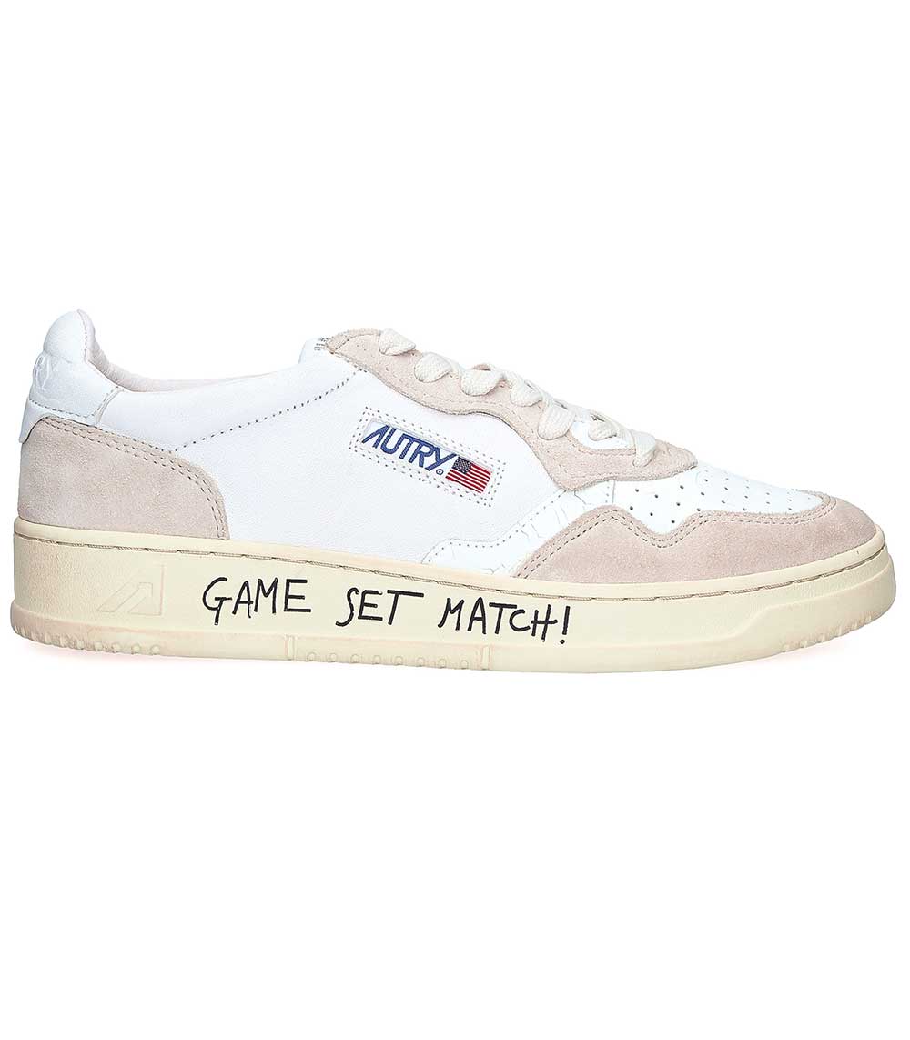 Baskets homme Low Leather & Suede White Game Set Match Autry