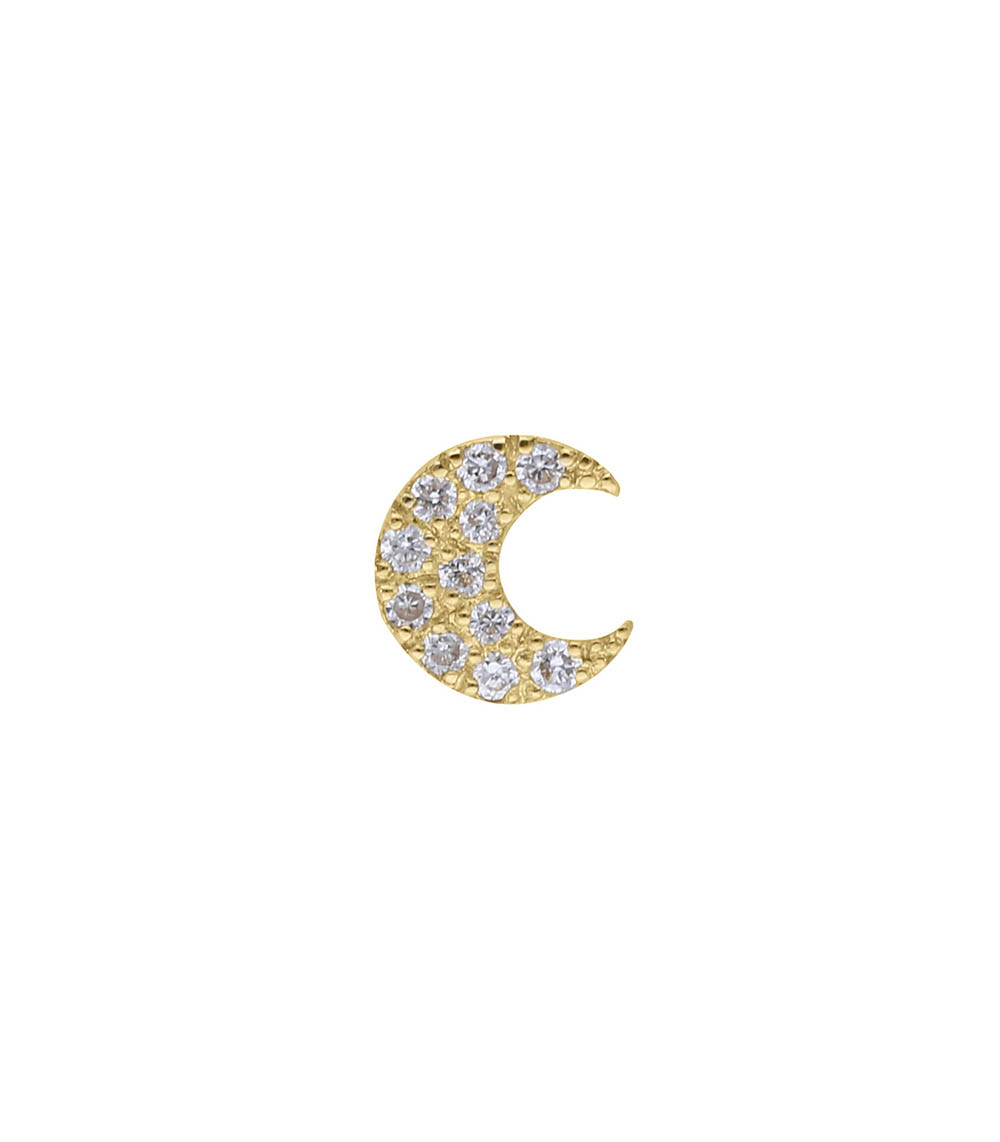 Moon yellow gold and diamond earring Feidt Paris