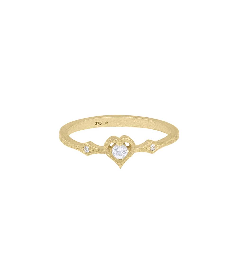 Bague Coeur or jaune et saphirs blancs Feidt Paris