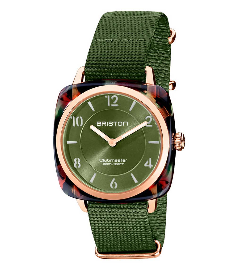 Clubmaster Chic watch - Rose gold/Olive green Briston