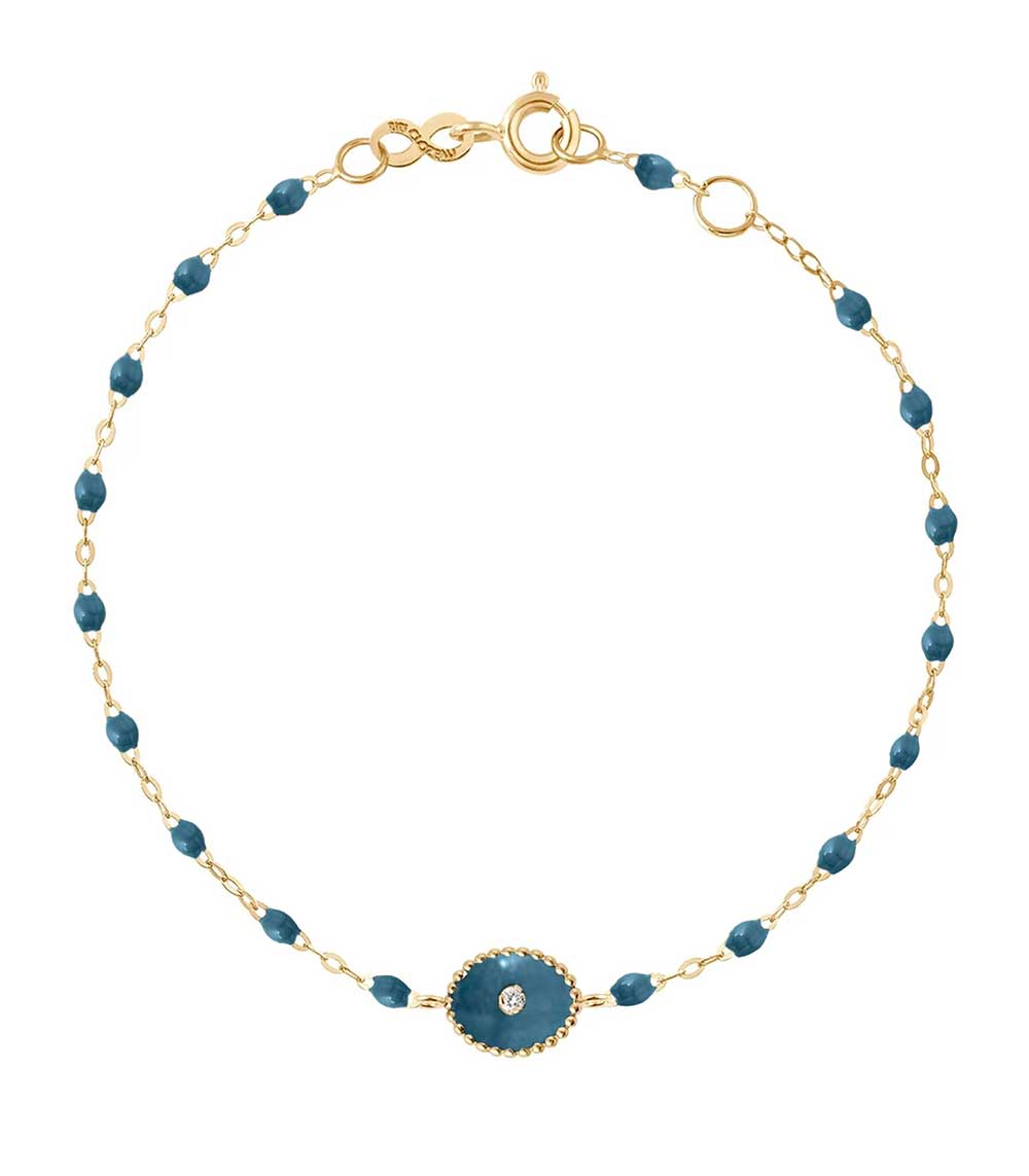 Bracelet Etoile du Nord or jaune, perles de résine et diamant Gigi Clozeau