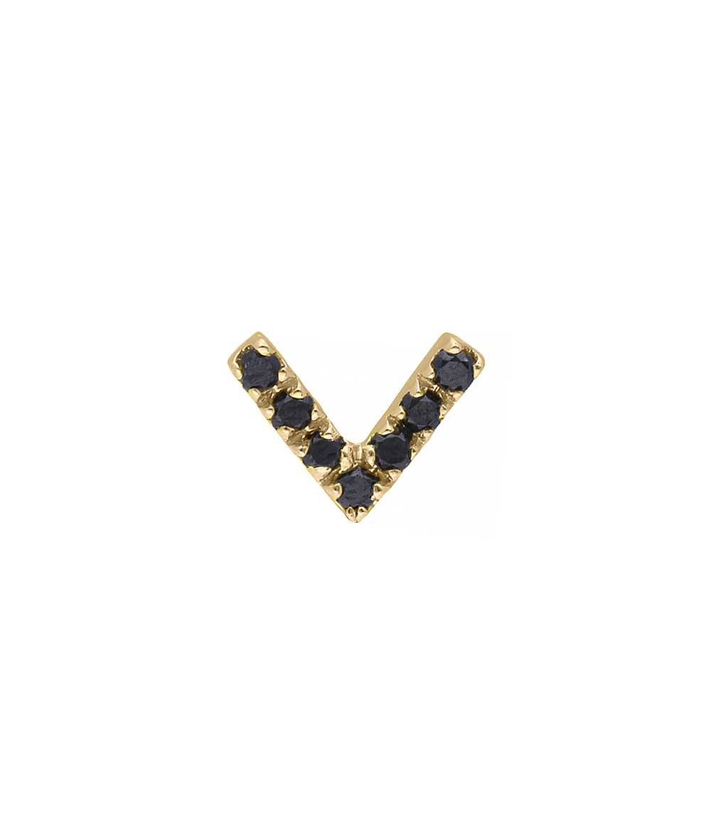 Boucle d'oreille Stud V diamants Noirs  And... Paris