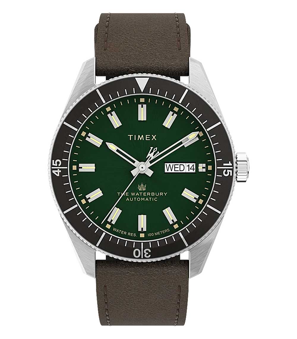 Montre Waterbury Dive Automatic 40 mm bracelet en cuir Timex