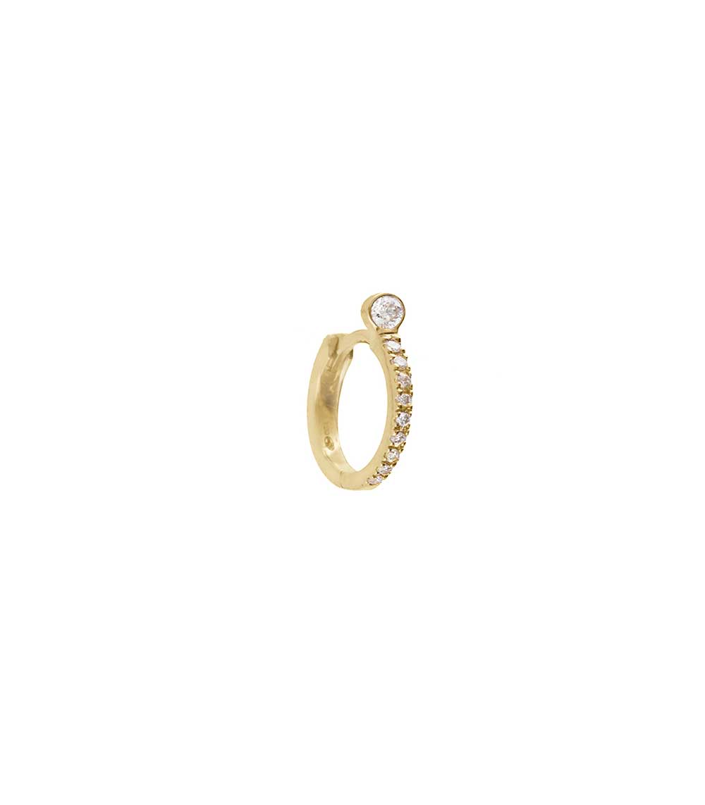 Semi Pave Yellow Gold and Diamond Earring And... Paris
