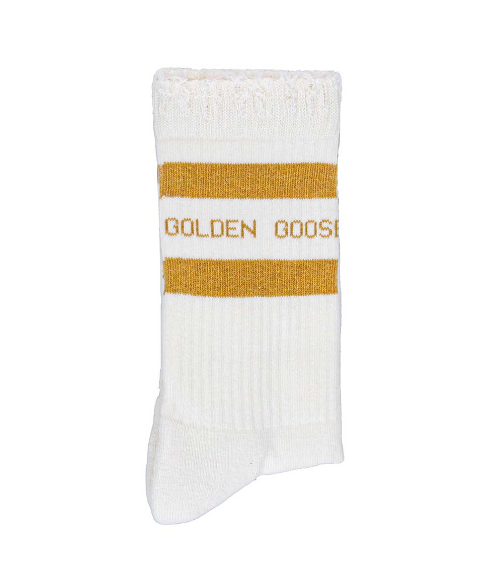 Chaussettes hautes à rayures Papyrus/Honey Golden Goose