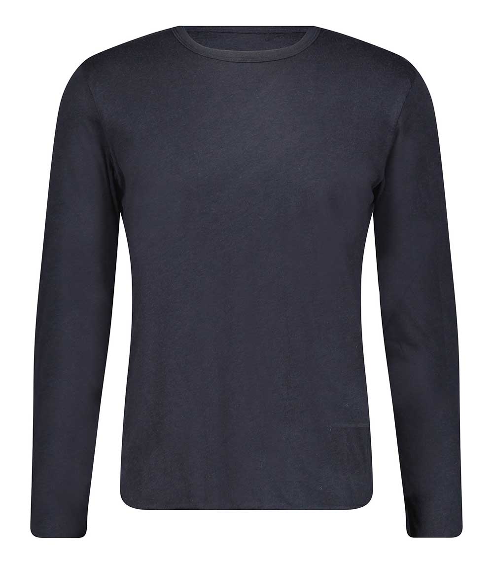 Long sleeve cotton and silk T-shirt Navy Majestic Filatures