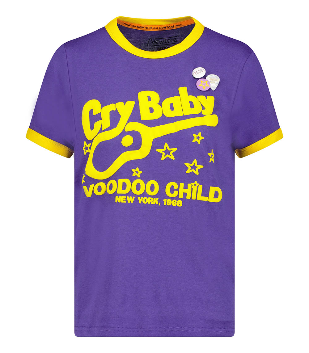 Tee-shirt Ringer Cry Baby Purple Newtone