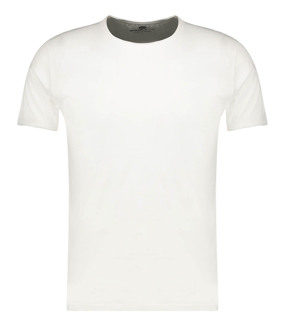 Men's round neck T-shirt White Wool&Co