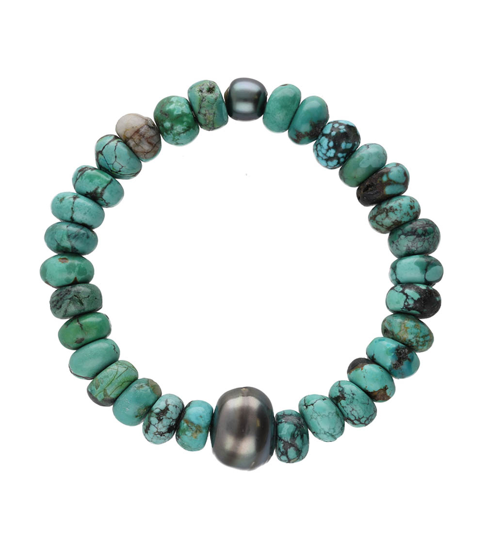 Bracelet Perle Tahitienne & Turquoise Catherine Michiels