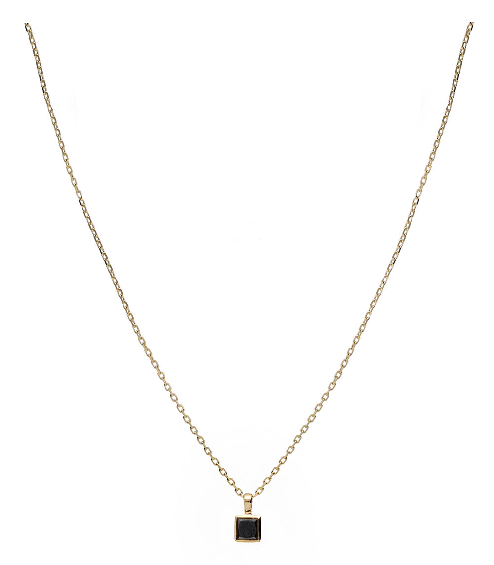 Forçat necklace with square princess black diamond in yellow gold And... Paris