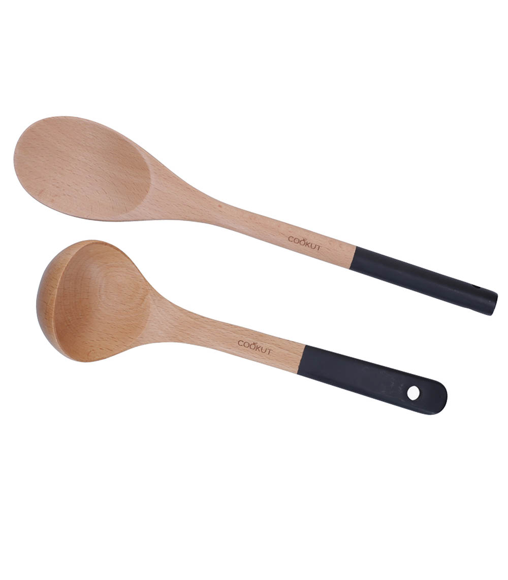 Cookut Graphite Wooden Spoon and Ladle Utensils