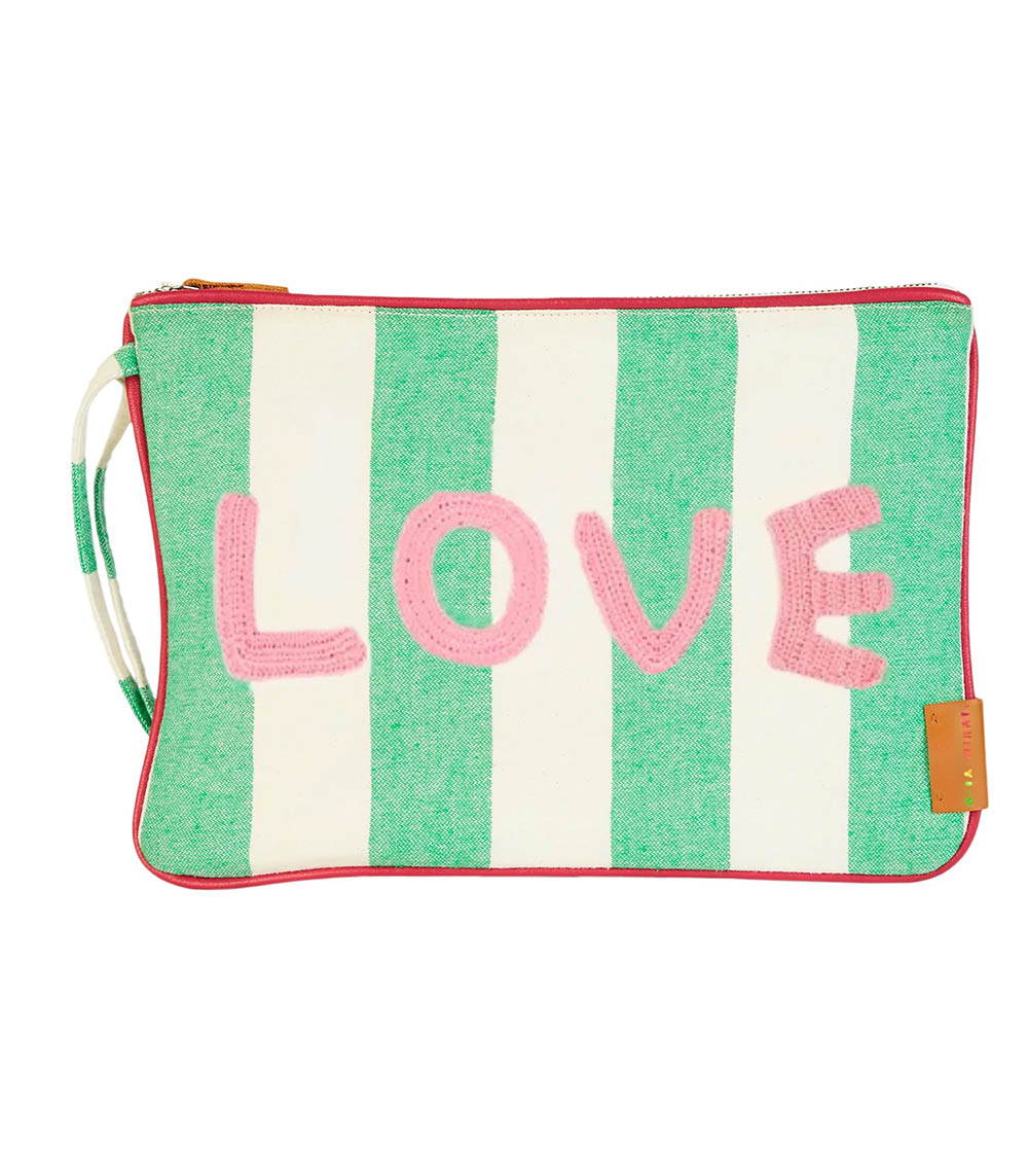 Gazania Love Mira Mikati striped clutch bag