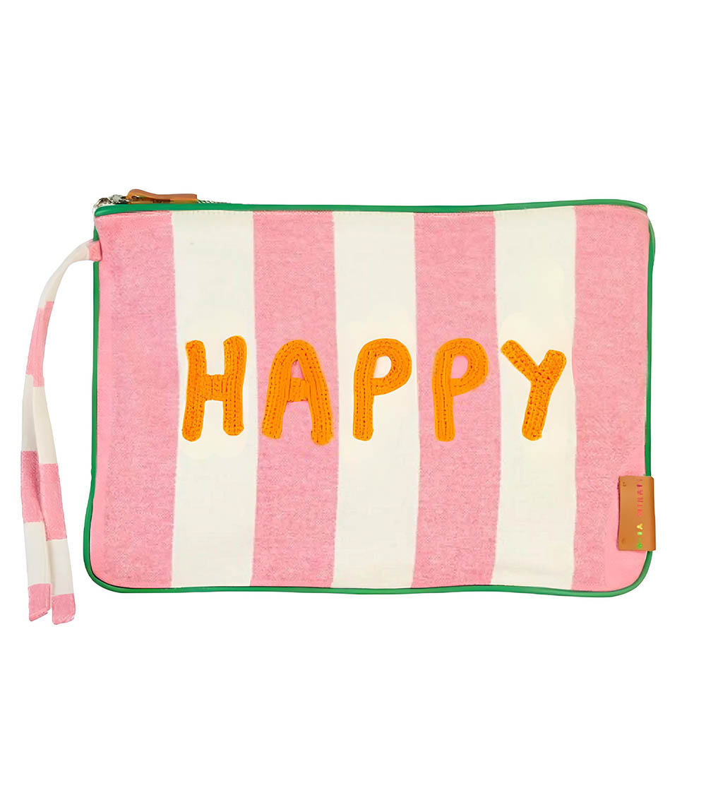 Gazania Pink Happy striped clutch bag Mira Mikati