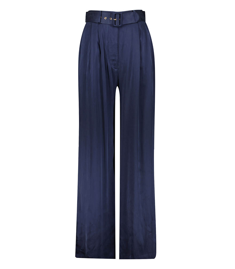 Silk Tuck Navy pants Zimmermann