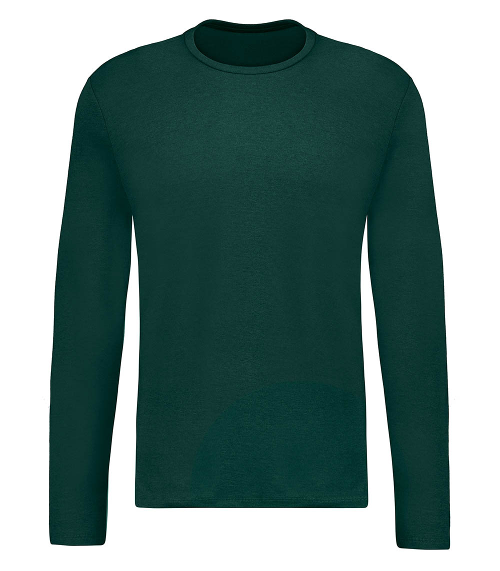 Long-sleeved men's T-shirt in Forest cotton Majestic Filatures