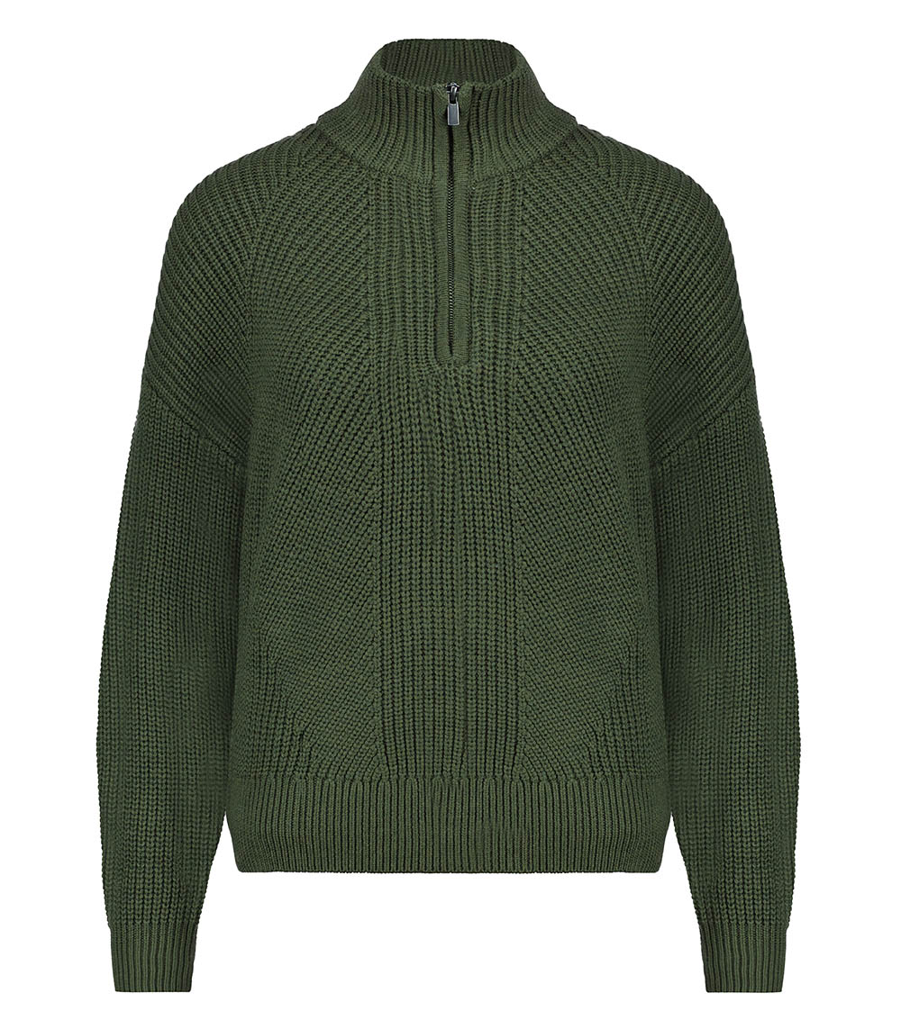 Khaki Camper Collar Sweater Majestic Filatures