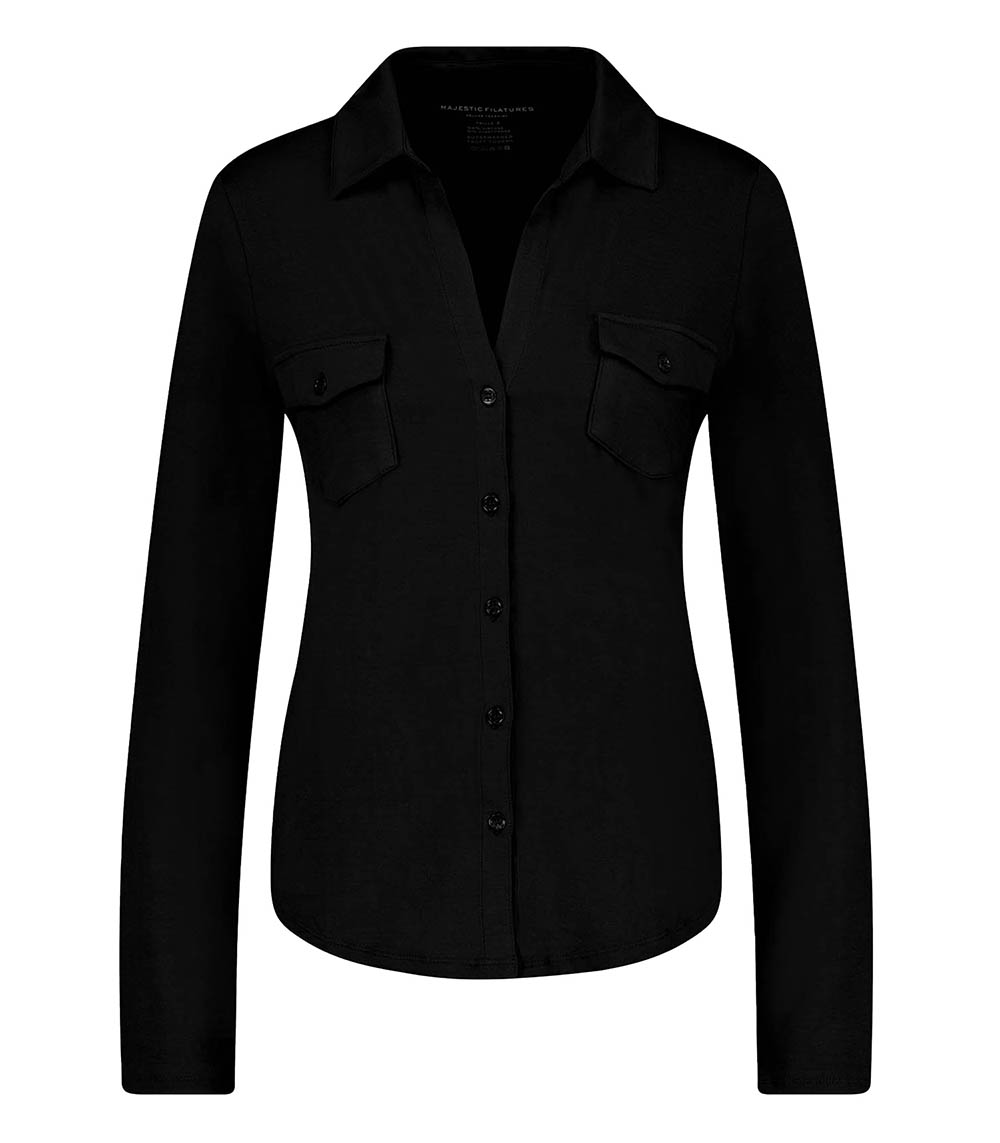 Chemise Anna Manches Longues Noir Majestic Filatures