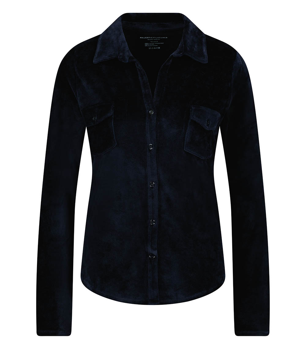 Navy Velvet Terry Shirt Majestic Filatures