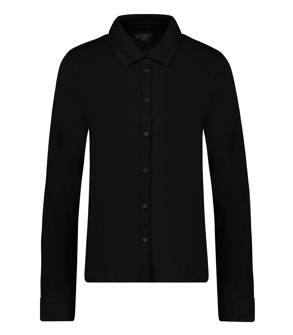 Chemise Manches Longues Noir en Coton  Majestic Filatures