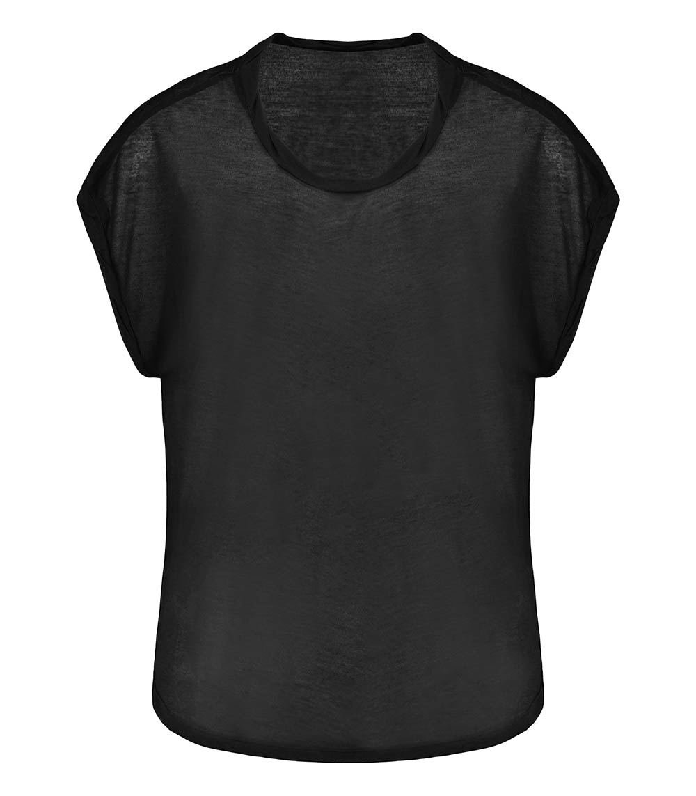 Round Neck Sleeveless Tee Black Majestic Filatures