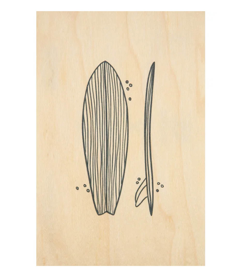 Carte postale en bois Surfboards Woodhi