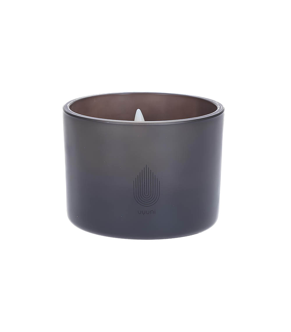 Grey Glass LED Candle, 8.2x6cm Uyuni