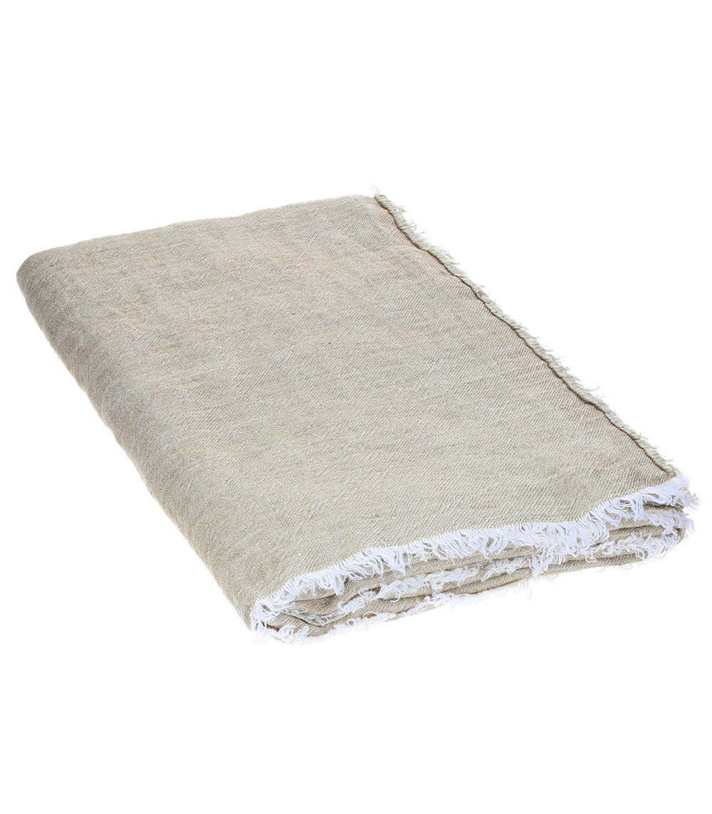 Vice Versa Fringed Linen Throw Taupe/Cement 140 x 250 cm Maison de Vacances