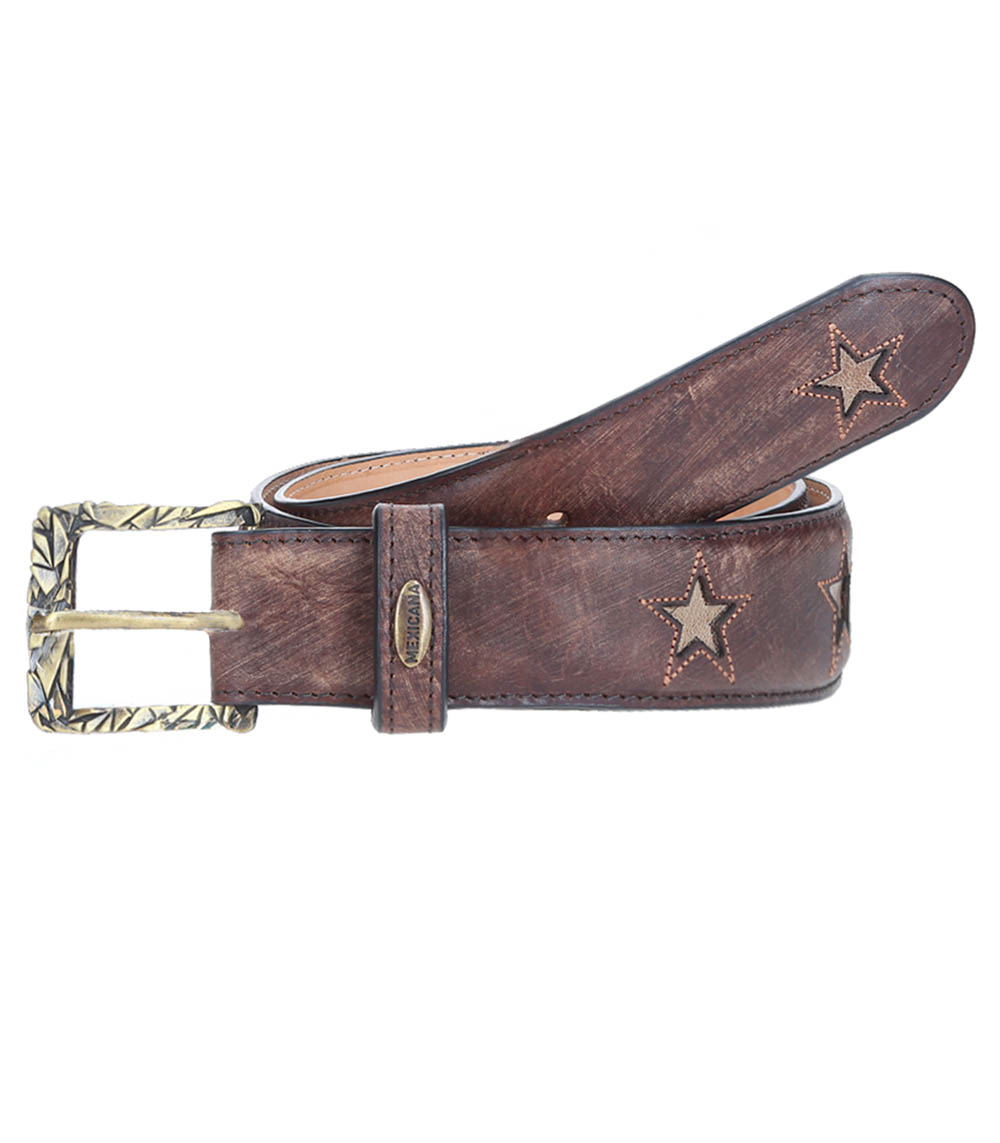 Star Brass brown leather belt Mexicana