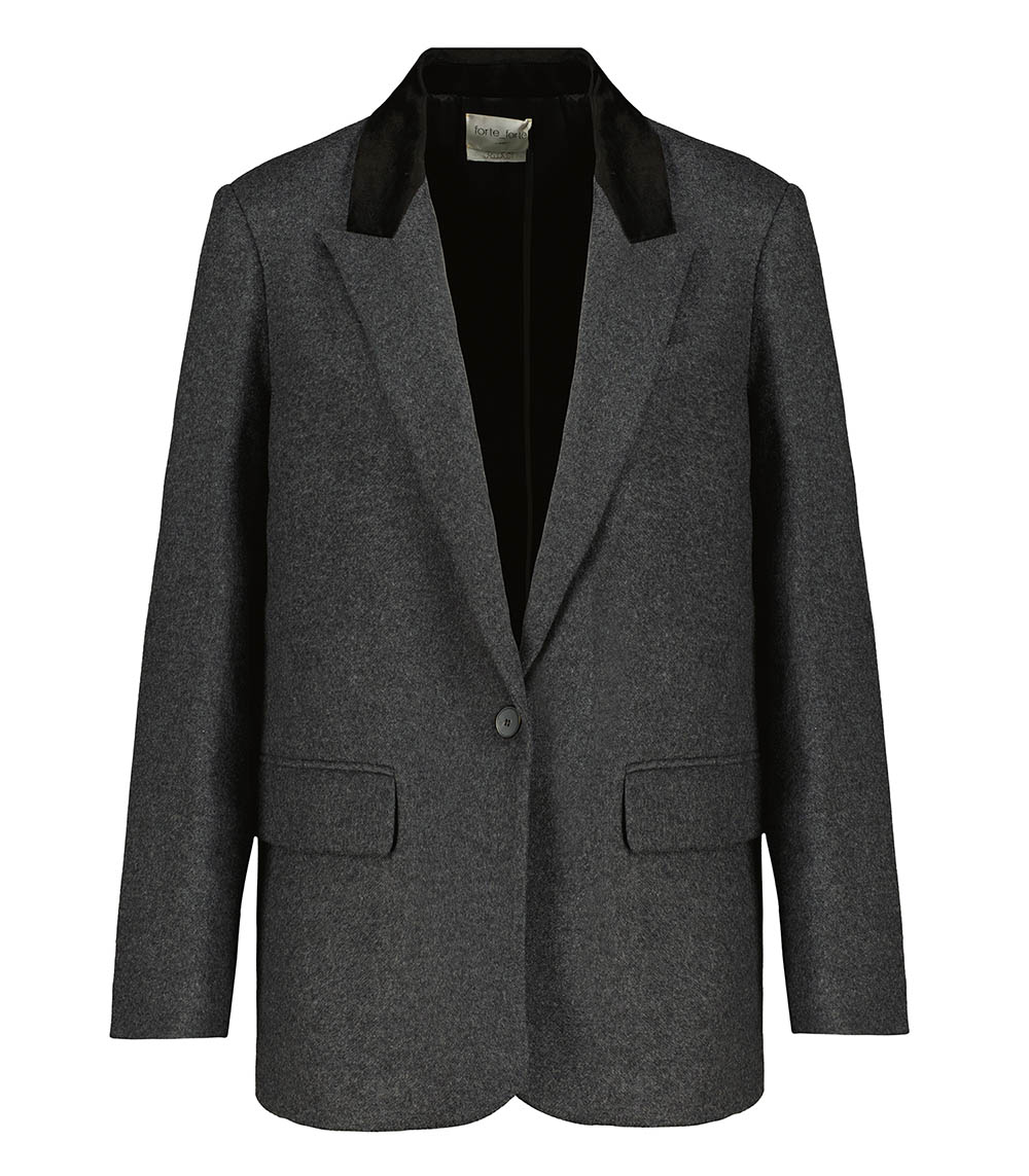 Cloth Velvet Wool Blazer Rever Antracite Forte Forte