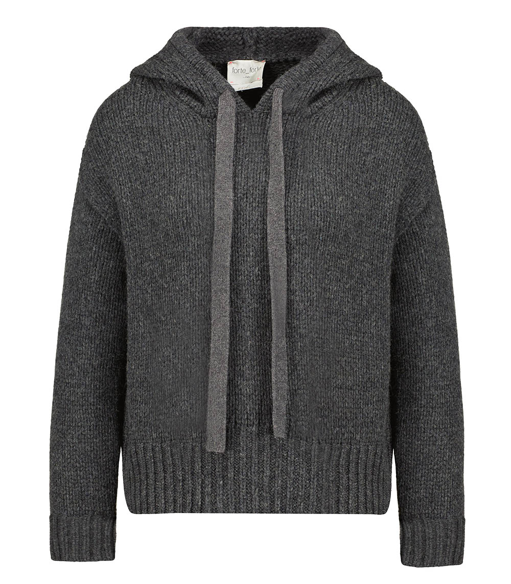 Hoodie Soft Wool Anthracite Forte Forte