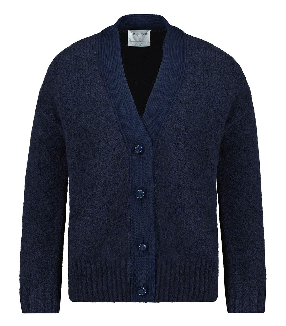 Cardigan in Mohair Stretch Brushed Notte Forte Forte