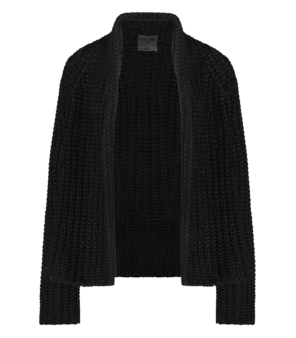 Cardigan in Silk, Cashmere and Mohair Cob Stitch Nero Forte Forte