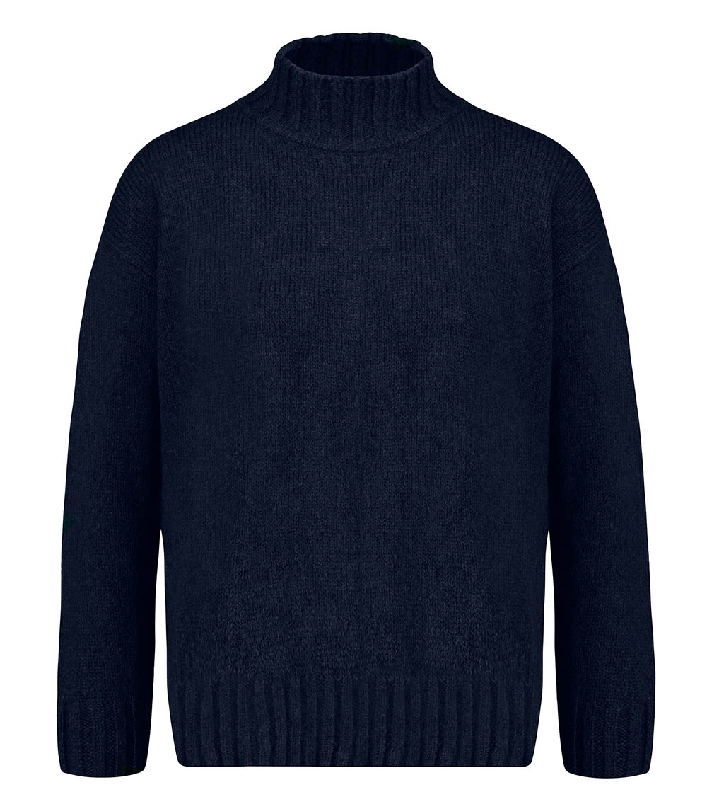 Dolcevita Navy slit turtleneck sweater Roberto Collina