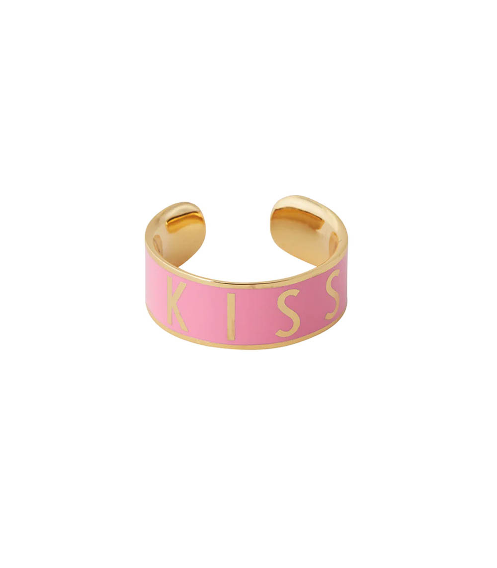 Adjustable Ring Big Word Candy Kiss Pink Design Letters