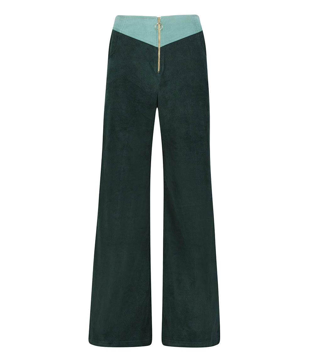 Luigi Green Two-tone Velvet Trousers La Treille Maison Ensoleillée