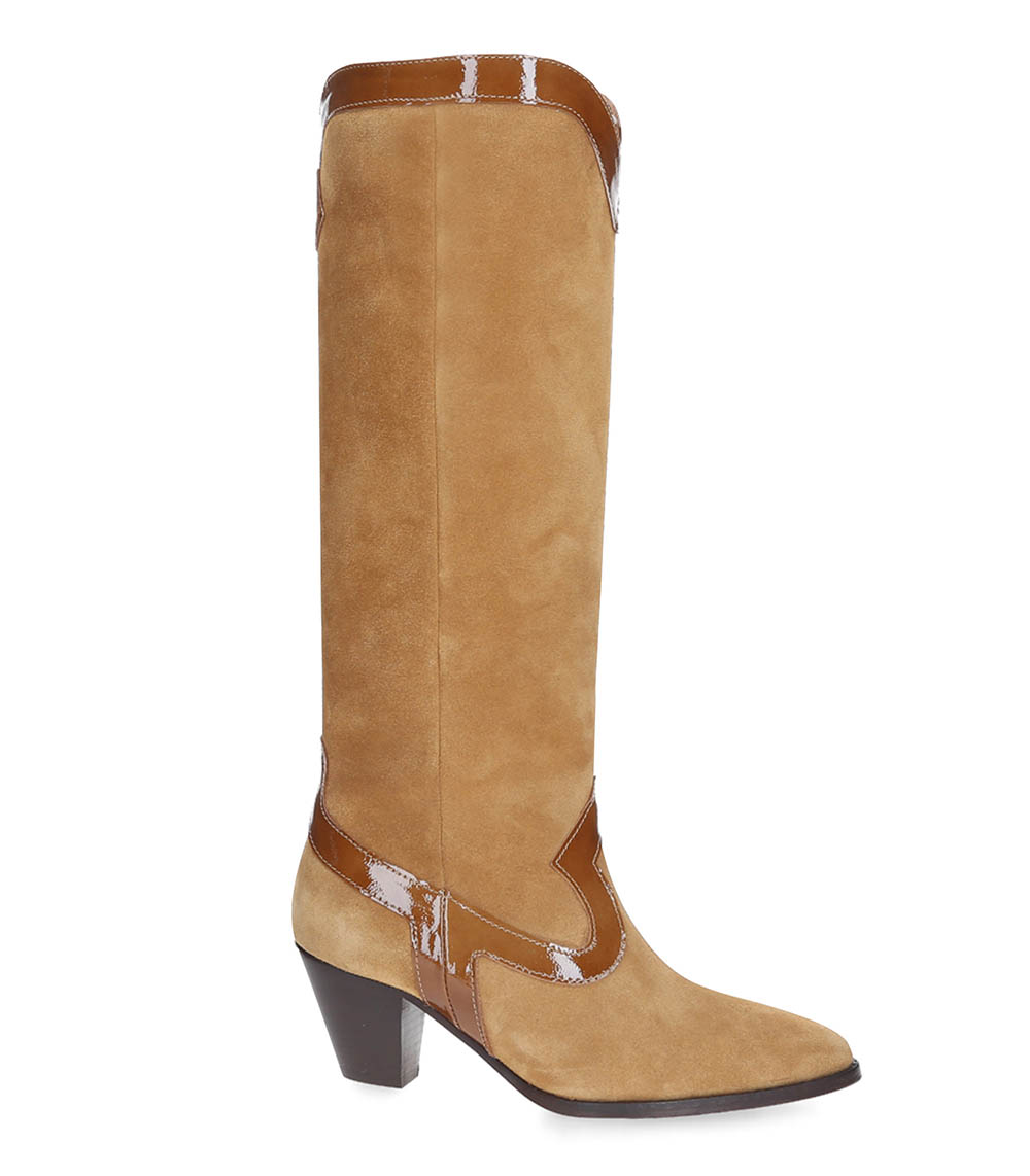 Dakota boots in smooth Camel leather Socque Paris