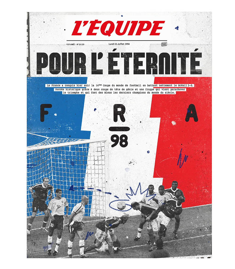 Affiche L'Equipe France 98 - 50 x 70 cm Plakat