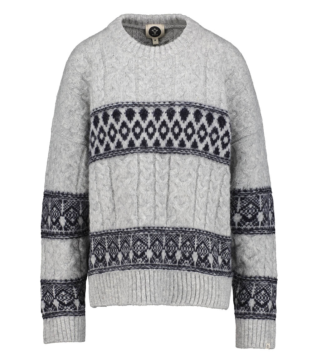 Norway Light Grey Navy Bsbee round-neck sweater