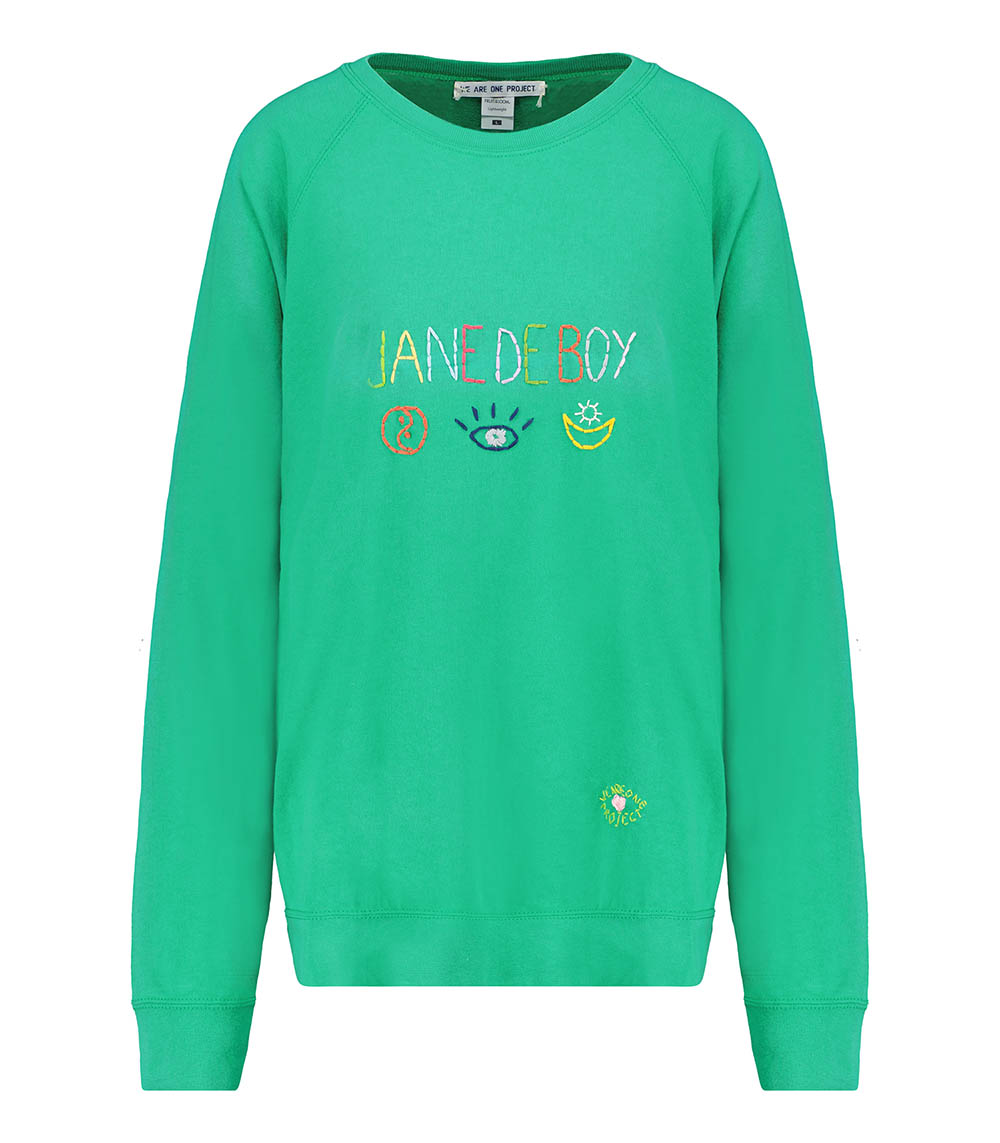 Vintage embroidered sweatshirt Jane de Boy Green We Are One Project