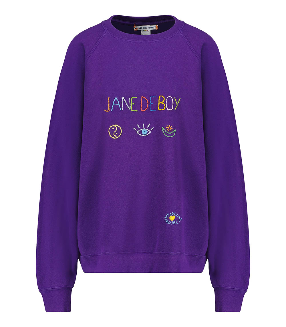 Vintage embroidered sweatshirt Jane de Boy Violet We Are One Project