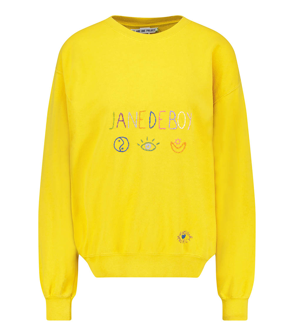 Vintage embroidered sweatshirt Jane de Boy Yellow We Are One Project