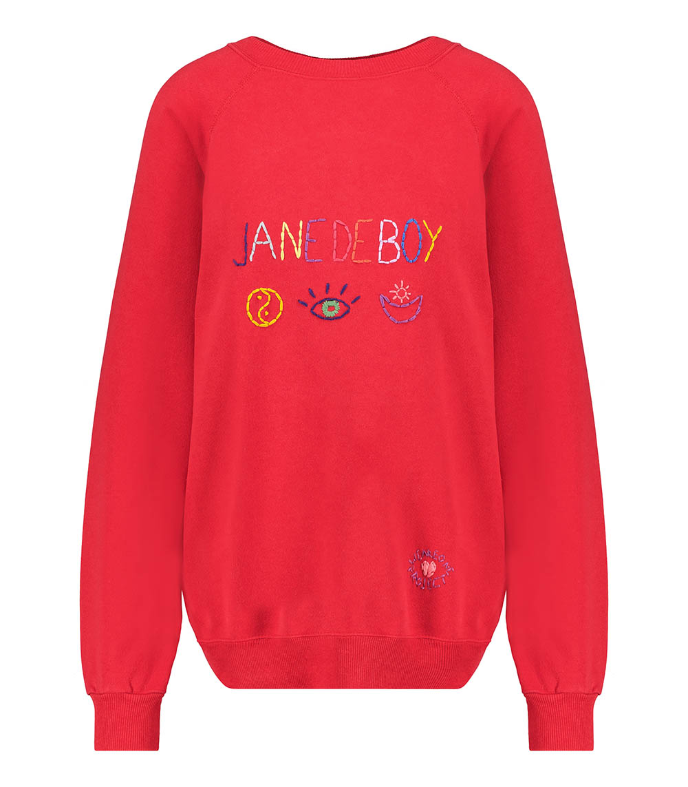 Vintage embroidered sweatshirt Jane de Boy Red We Are One Project