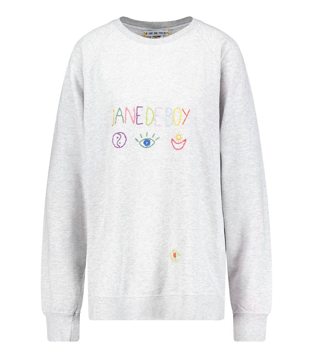 Vintage embroidered sweatshirt Jane de Boy Grey We Are One Project