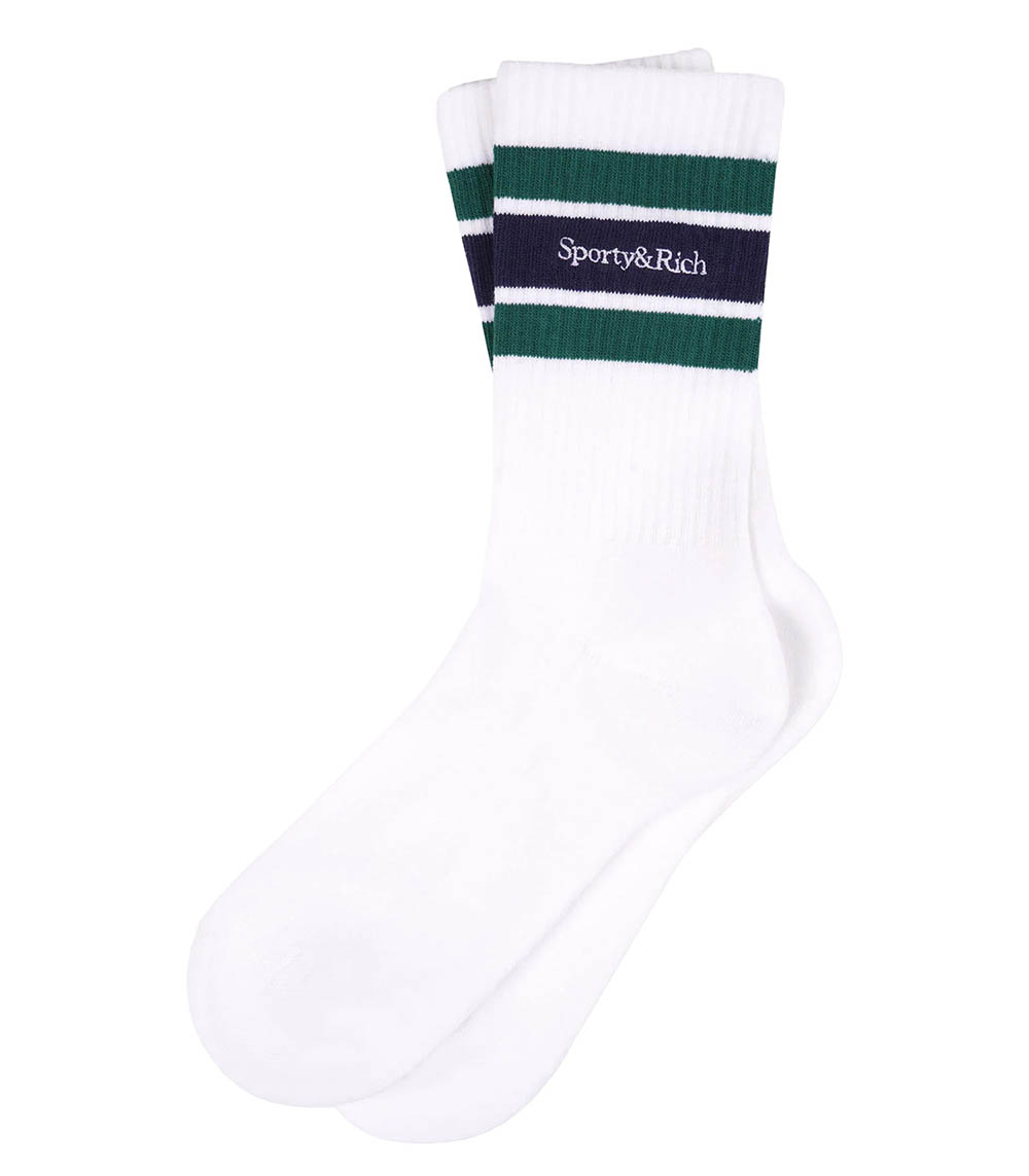 Chaussettes Serif Logo striped White/Alpine Sporty & Rich