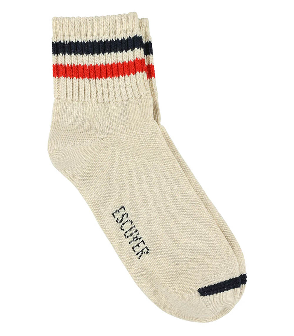 Chaussettes homme Ankle Ecru/ Blue/Orange  Escuyer