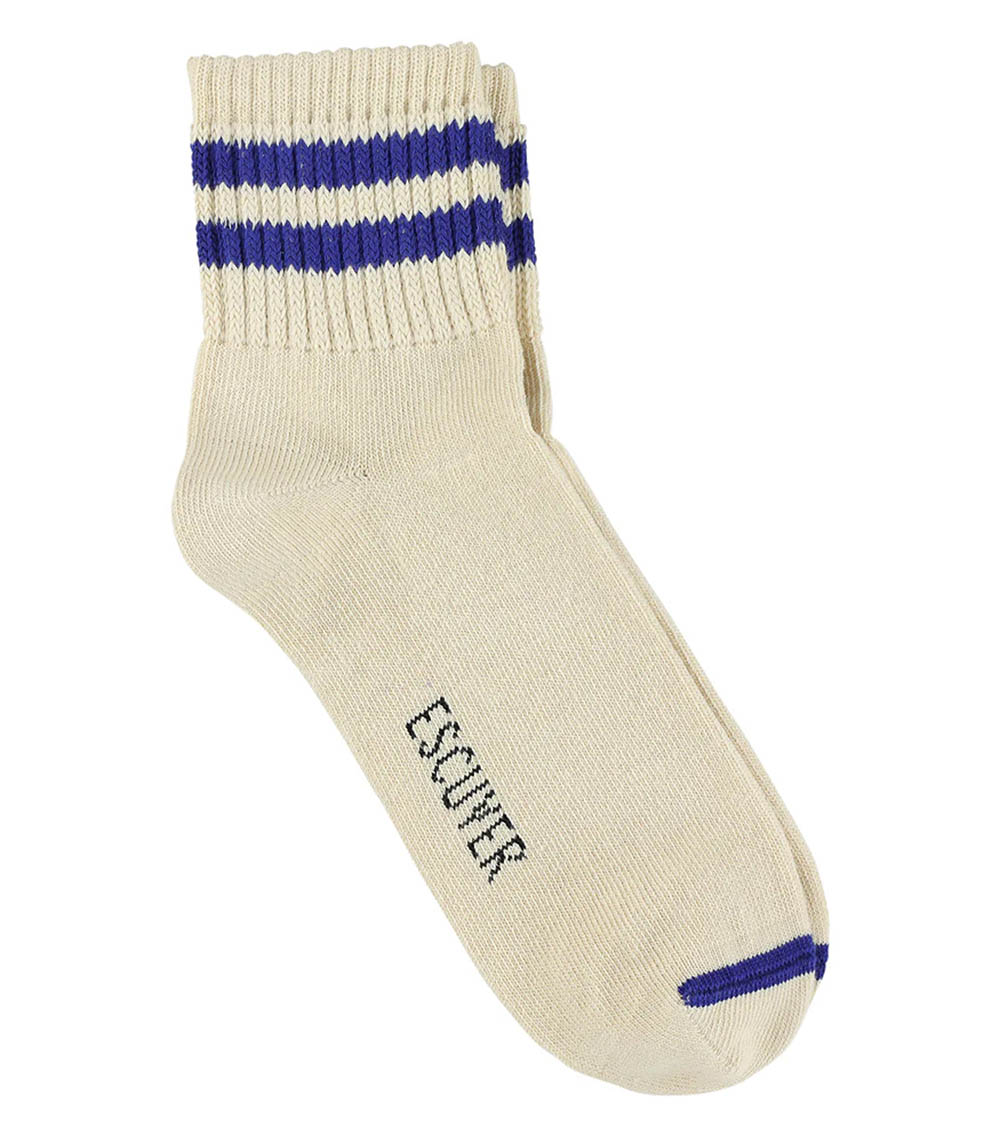 Chaussettes homme Ankle Ecru/ Bright Blue Escuyer