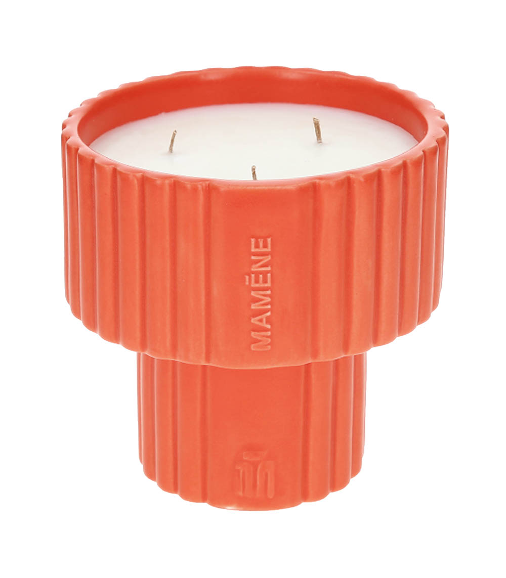 Candle Podium Yvon Orange Corail Medium 200g Mamène Paris