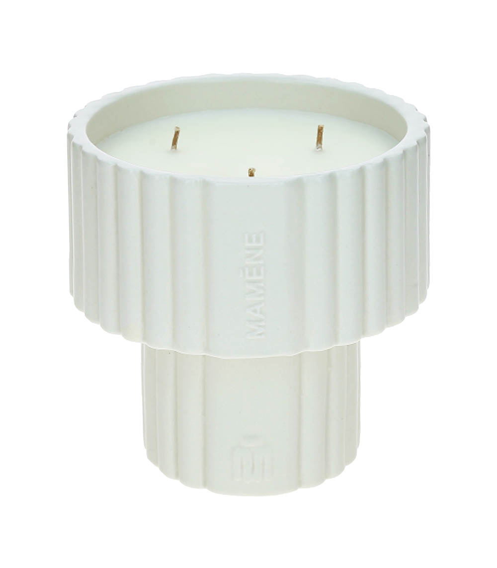 Candle Podium Frida Blanc Greige Medium 200g Mamène Paris